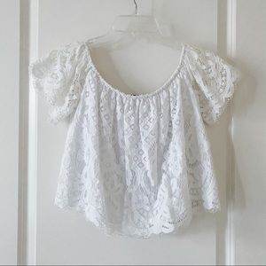 Express ruffle lace crop top